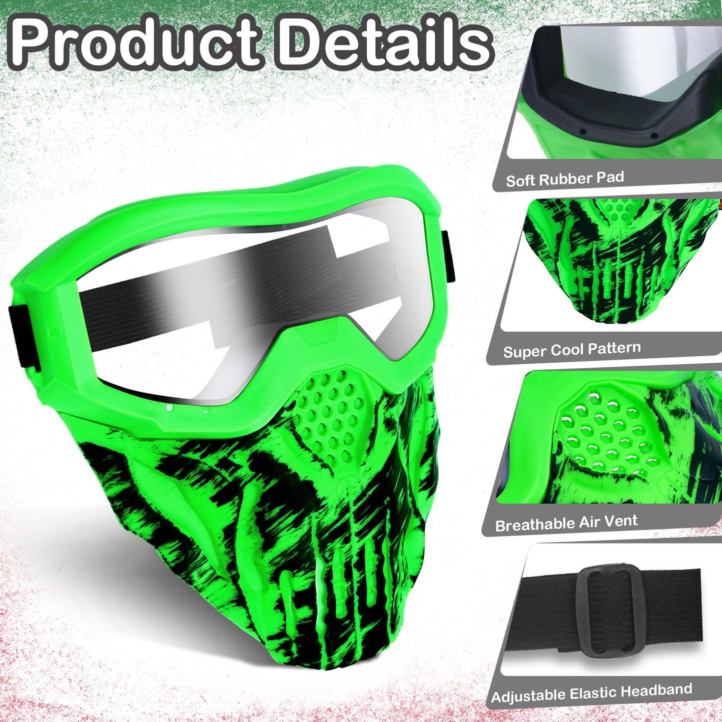 Surper 4-Pack Upgraded Tactical Mask with Goggles for Nerf Rival Blasters