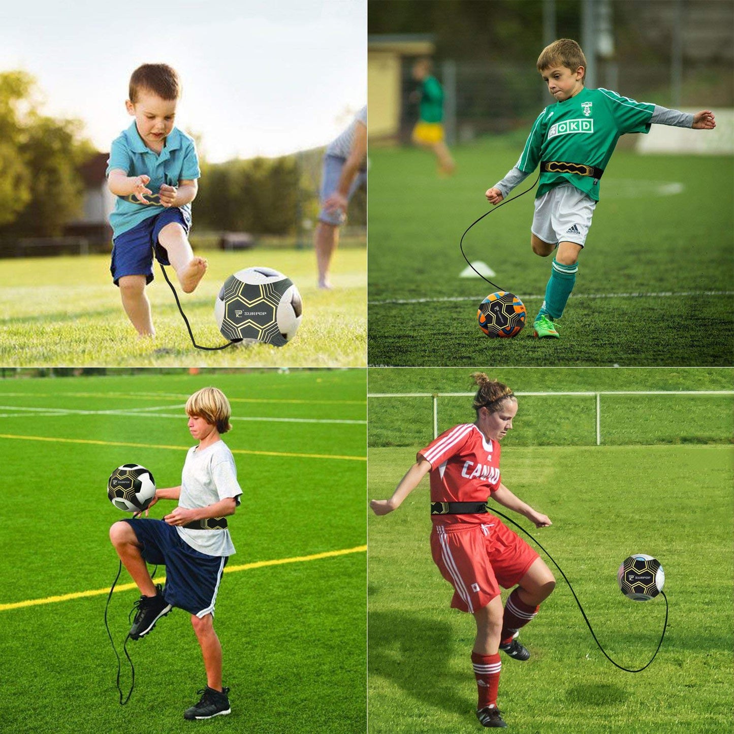 Surpop Solo Trainer for Soccer, Volleyball & Rugby – Adjustable Waist Belt