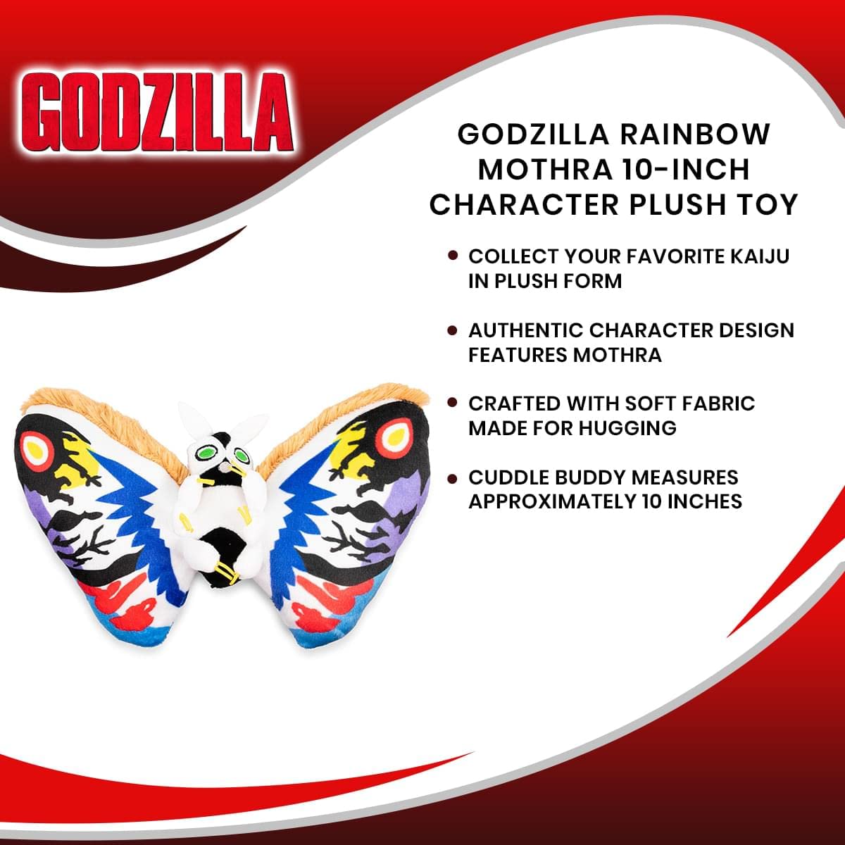 Surreal Entertainment Rainbow Mothra 10-Inch Plush – Godzilla Kaiju Stuffed Toy