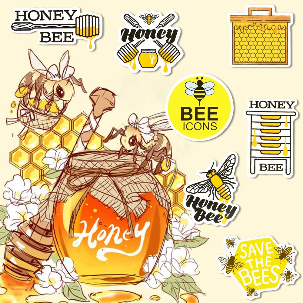 SUSIHI Bee Stickers for Kindle Kids – 50 Pcs Waterproof Cute Bee Stickers for Water Bottles & Scrapbooks