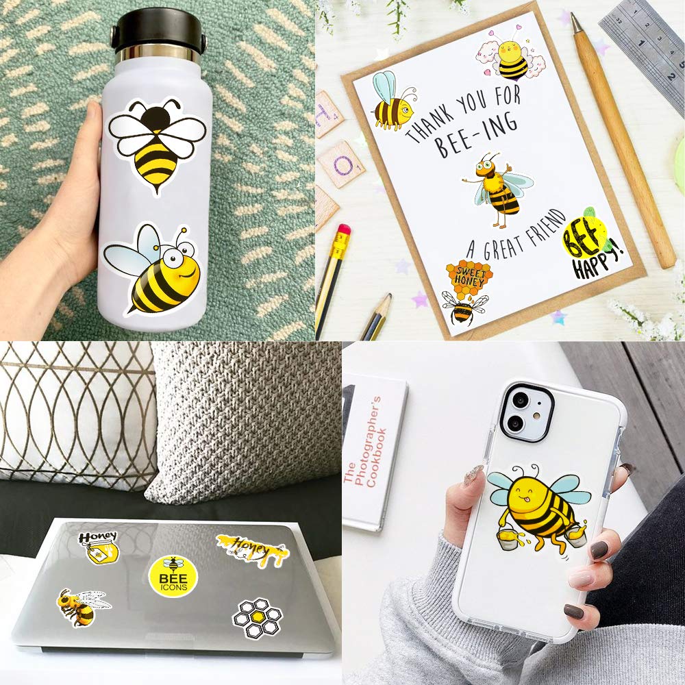SUSIHI Bee Stickers for Kindle Kids – 50 Pcs Waterproof Cute Bee Stickers for Water Bottles & Scrapbooks