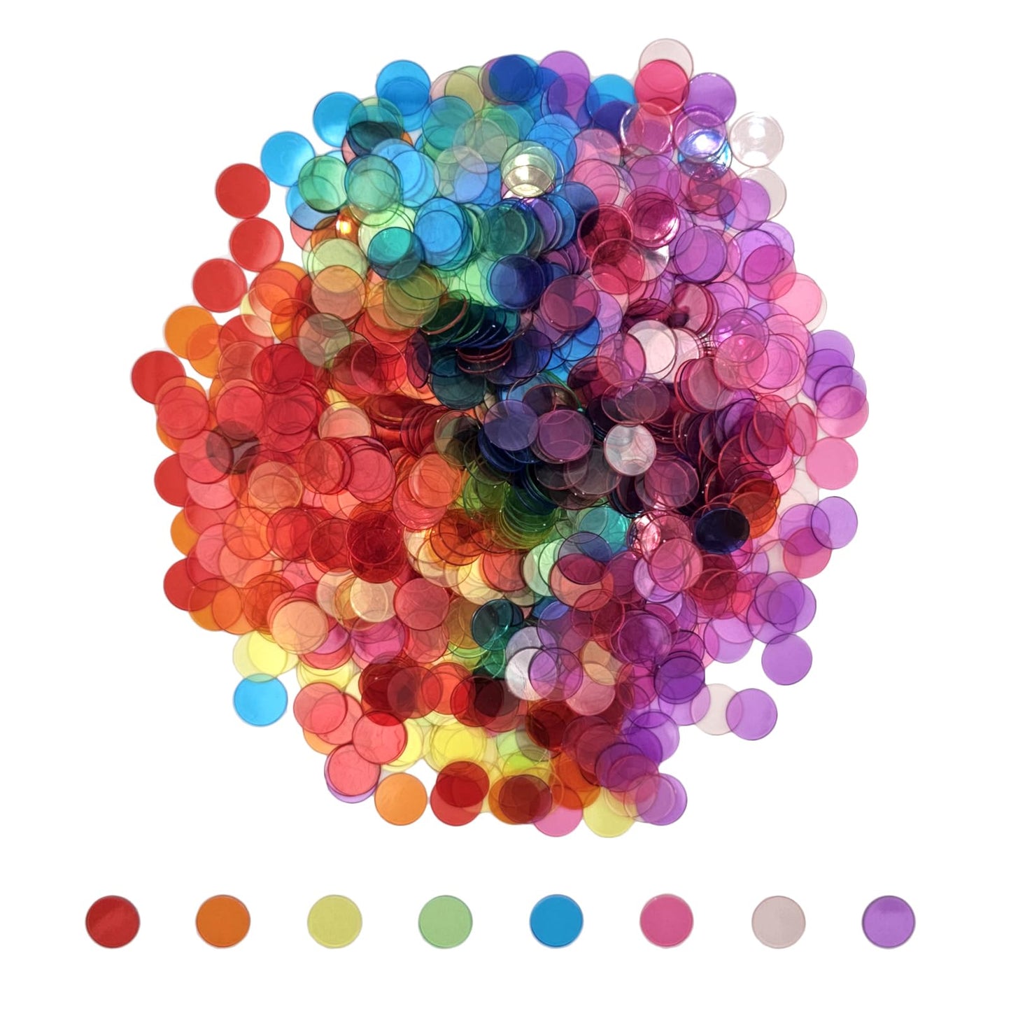 SUTIMSHE 1000 Pcs Transparent Bingo Chips - 3/4 Inch, 8-Color Markers for Bingo, Math Counters & Classroom