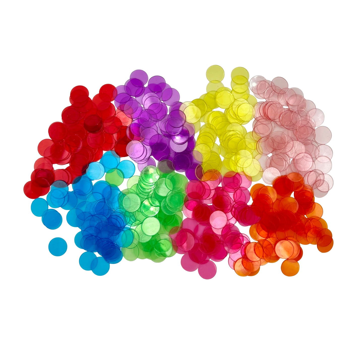 SUTIMSHE 500 Clear Bingo Chips – 3/4 Inch, 8-Color Plastic Markers for Bingo, Math Counters & Classroom Activities
