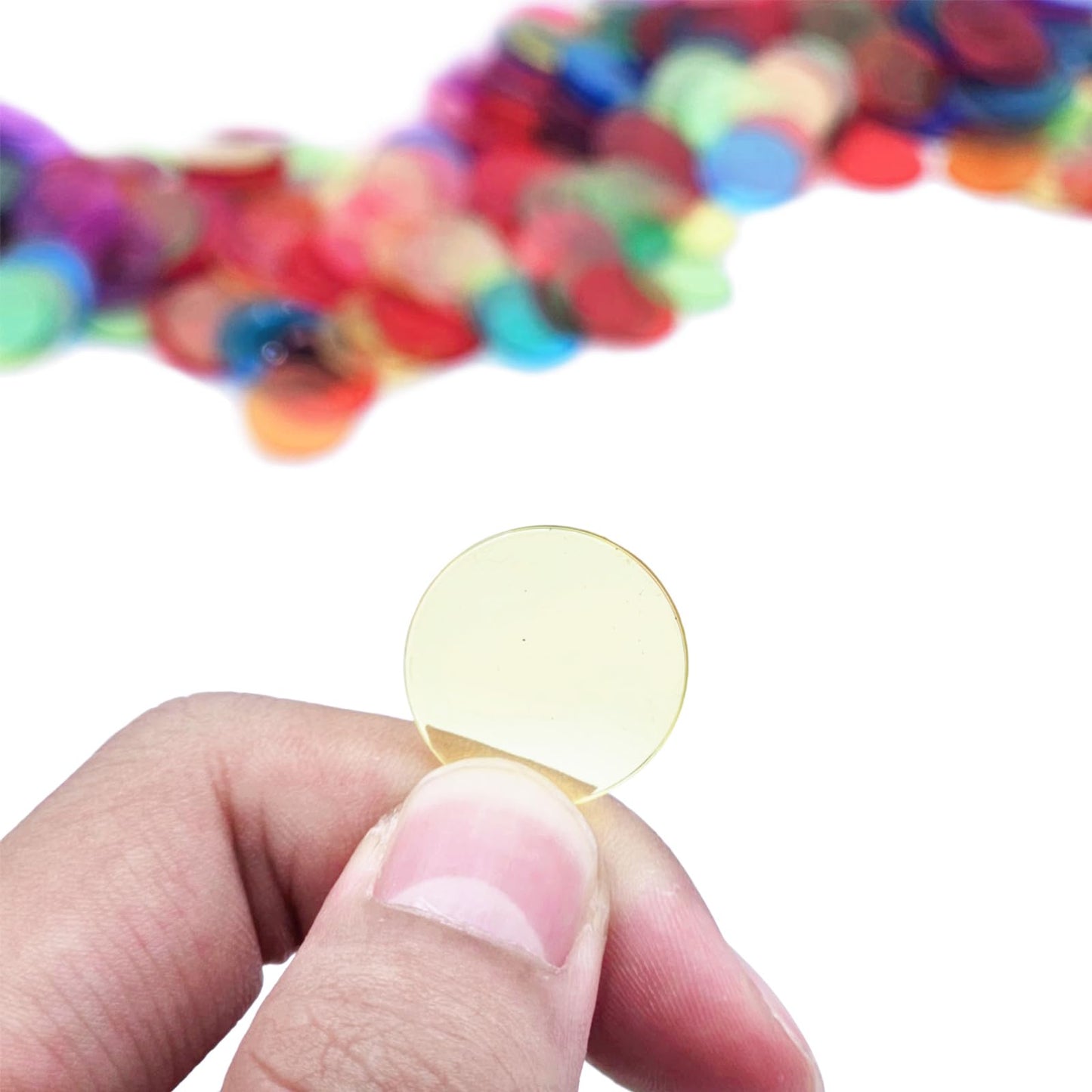 SUTIMSHE 500 Clear Bingo Chips – 3/4 Inch, 8-Color Plastic Markers for Bingo, Math Counters & Classroom Activities