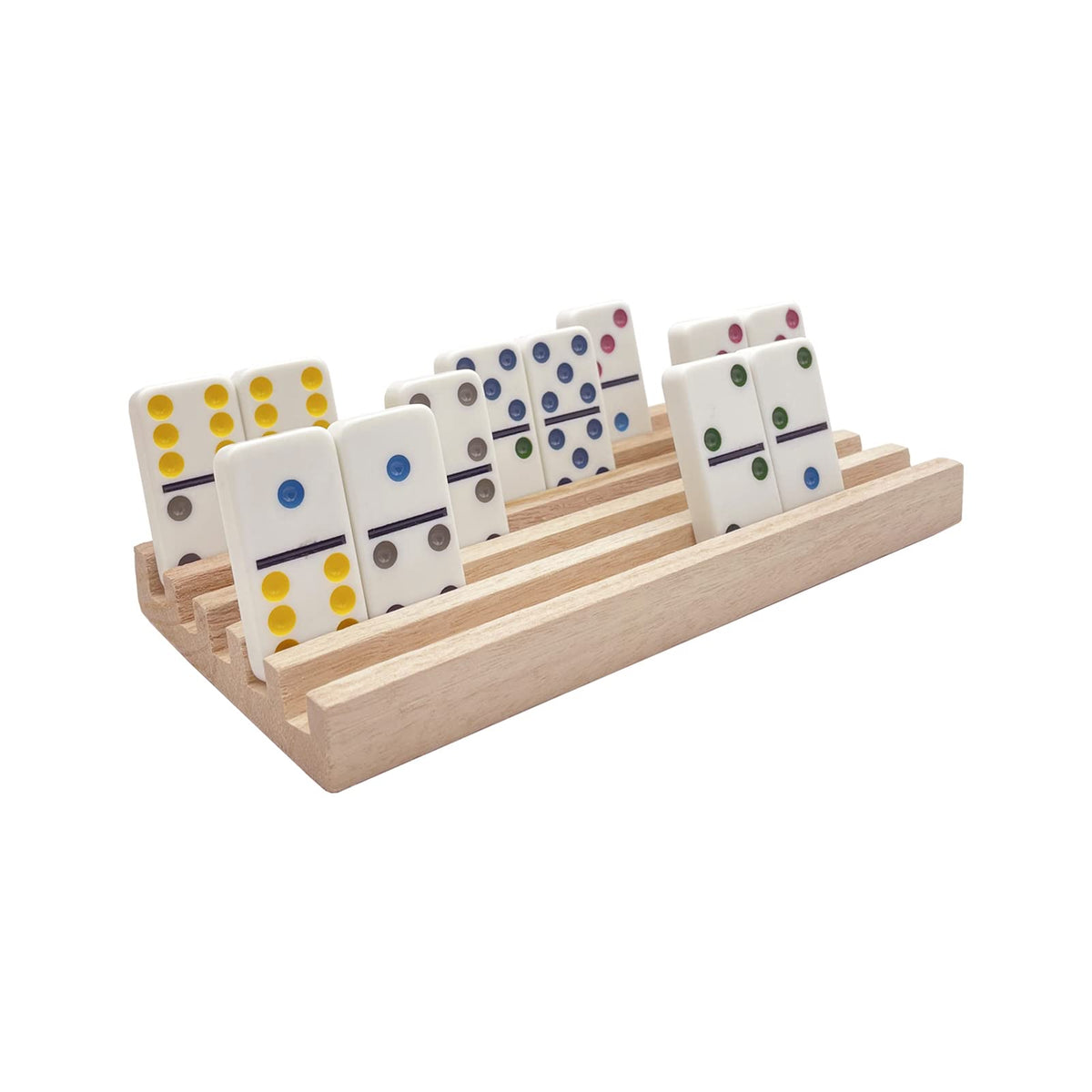 SUTIMSHE Natural Wood Domino Trays – 8-Pack for Mexican Train & Chicken Foot