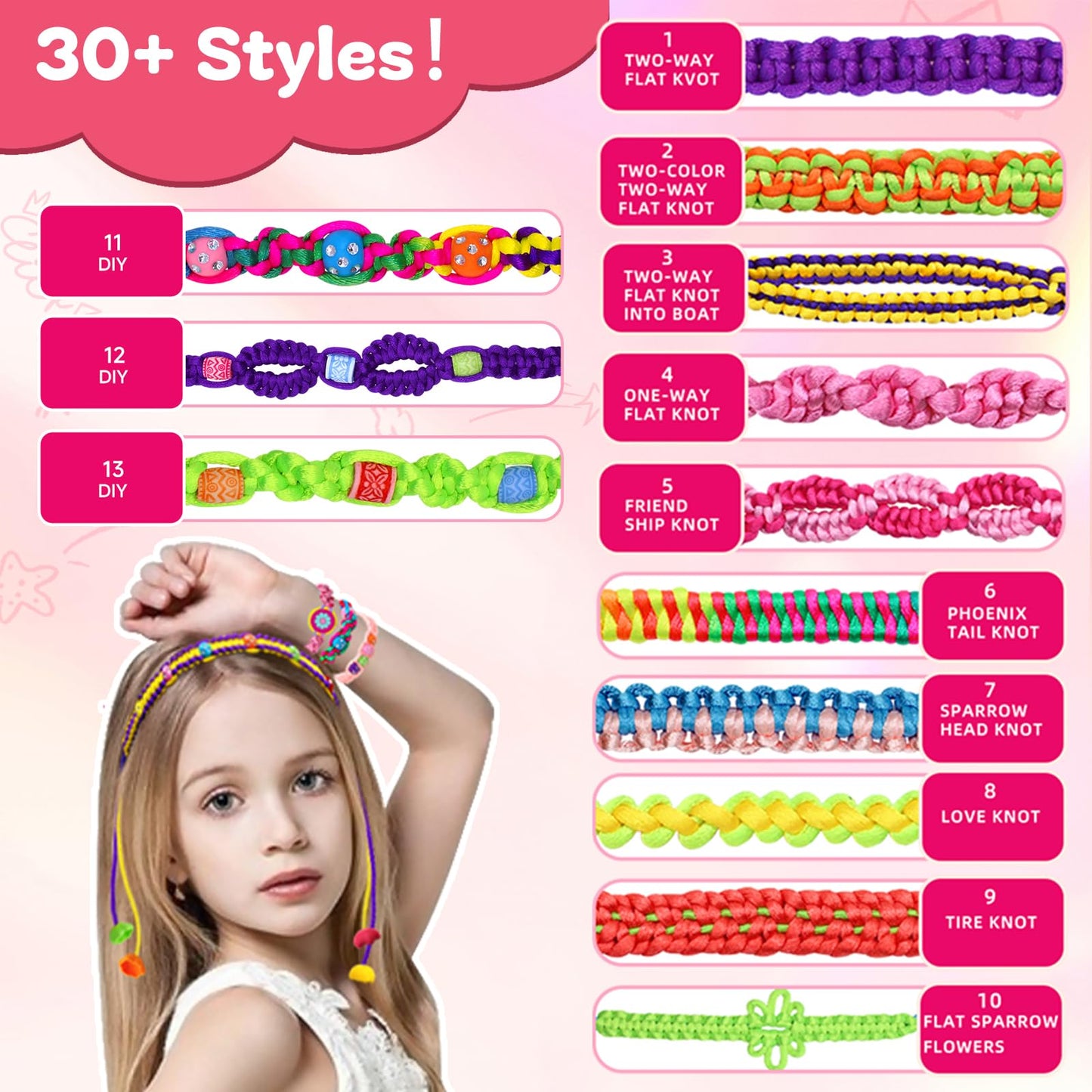 Suu66 Friendship Bracelet Making Kit for Kids 6-12 – DIY Craft Kit for Bracelets, Headbands & Keychains (Yellow)