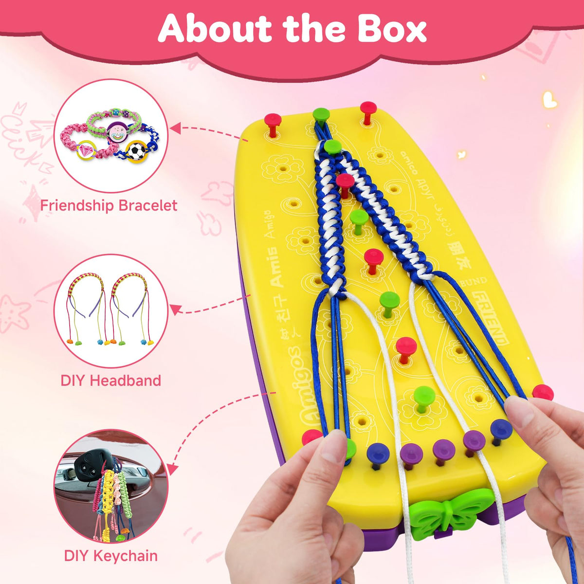 Suu66 Friendship Bracelet Making Kit for Kids 6-12 – DIY Craft Kit for Bracelets, Headbands & Keychains (Yellow)