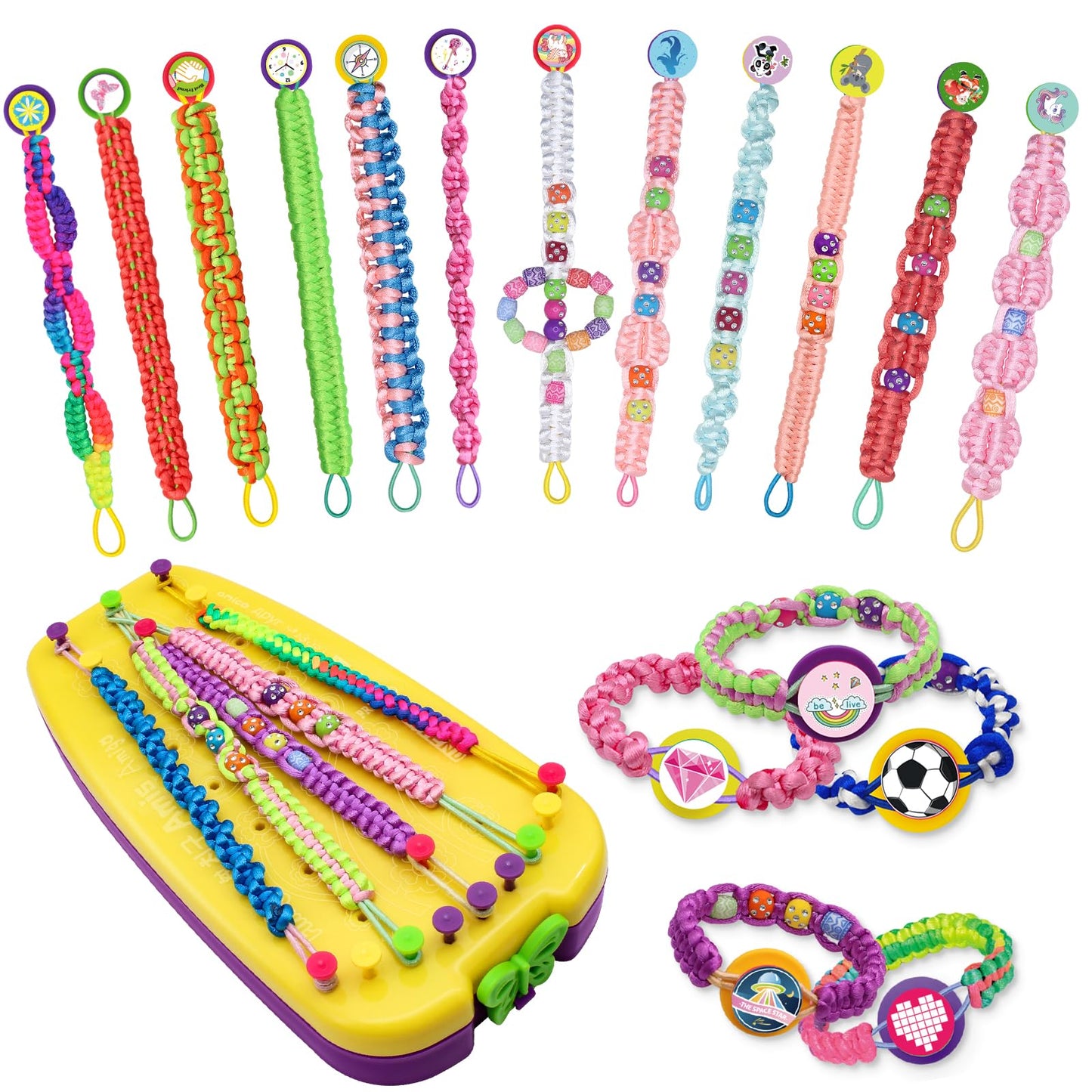 Suu66 Friendship Bracelet Making Kit for Kids 6-12 – DIY Craft Kit for Bracelets, Headbands & Keychains (Yellow)