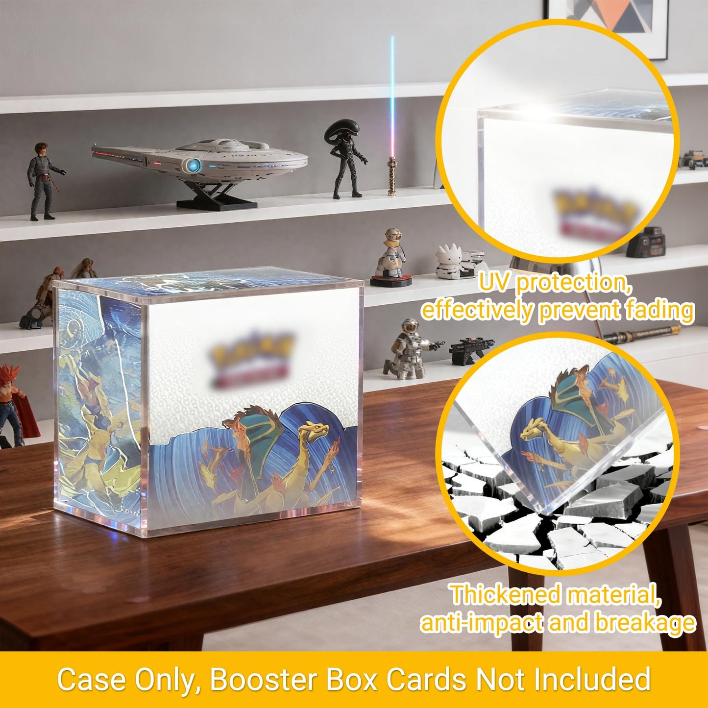 SUVQWJT Upgrade PKMN Booster Box Case – 5mm Clear Acrylic, Magnetic Lid, Dust Protection