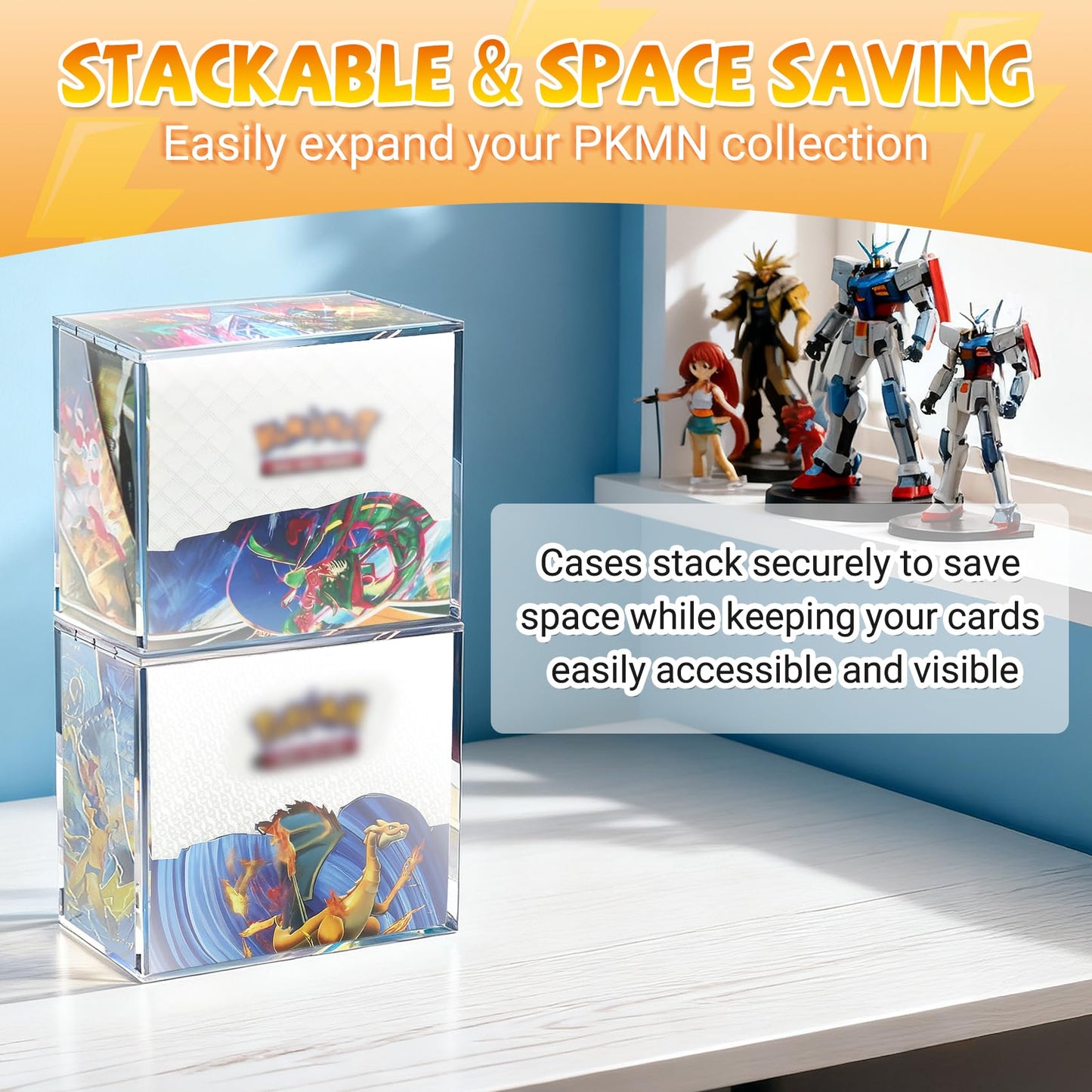 SUVQWJT Upgrade PKMN Booster Box Case – 5mm Clear Acrylic, Magnetic Lid, Dust Protection