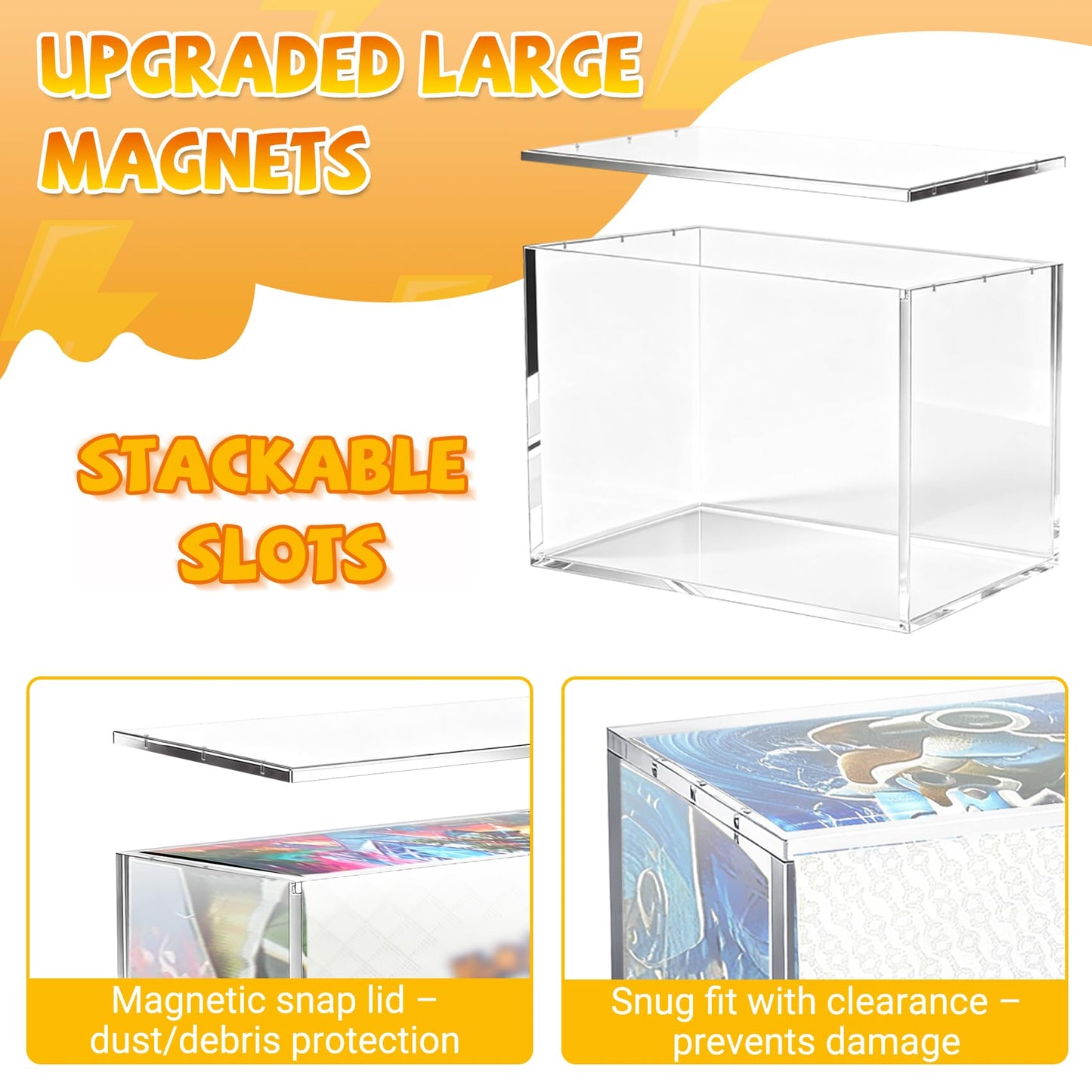 SUVQWJT Upgrade PKMN Booster Box Case – 5mm Clear Acrylic, Magnetic Lid, Dust Protection