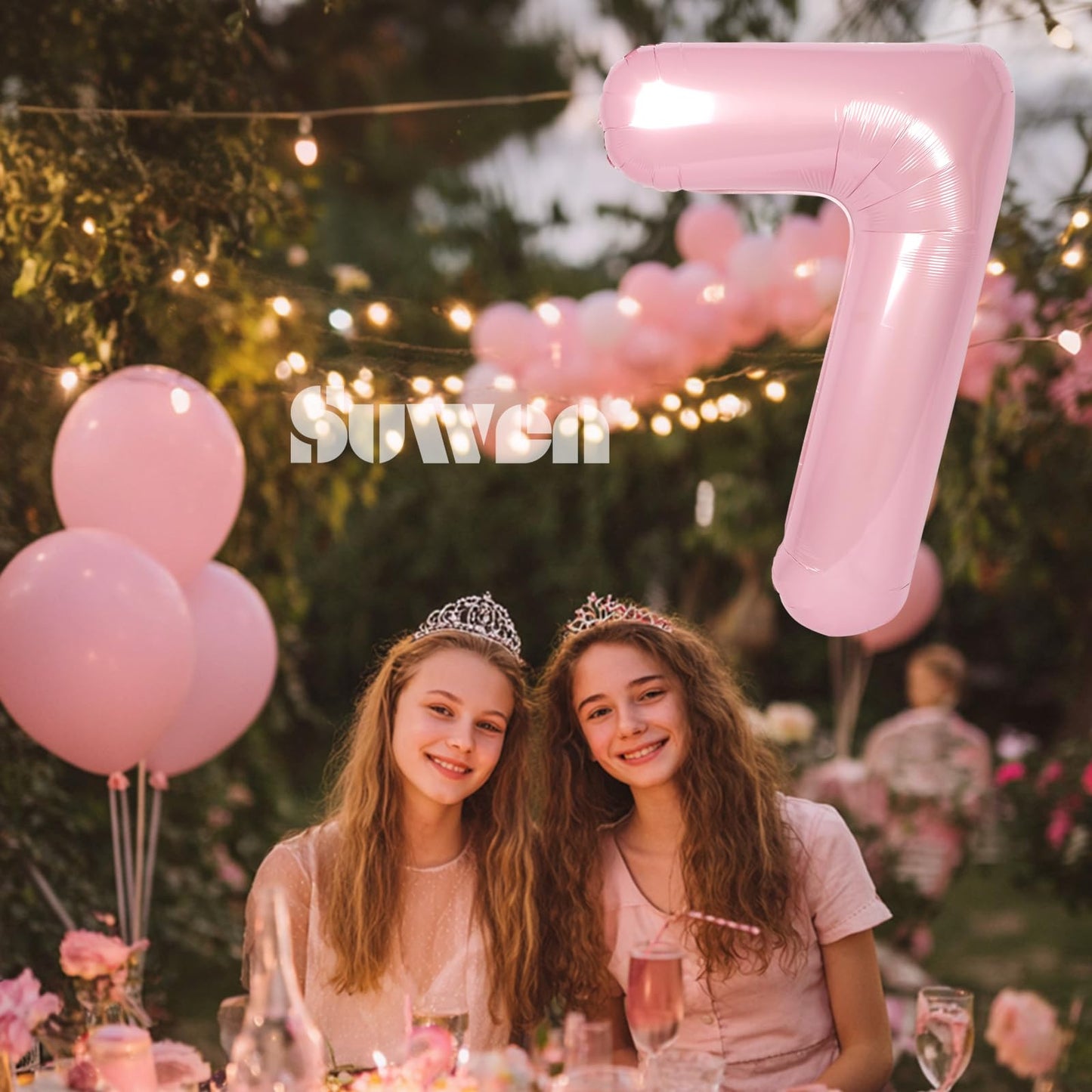 SUWEN 40-Inch Pink Number 7 Mylar Balloon | Jumbo Birthday Party Decoration