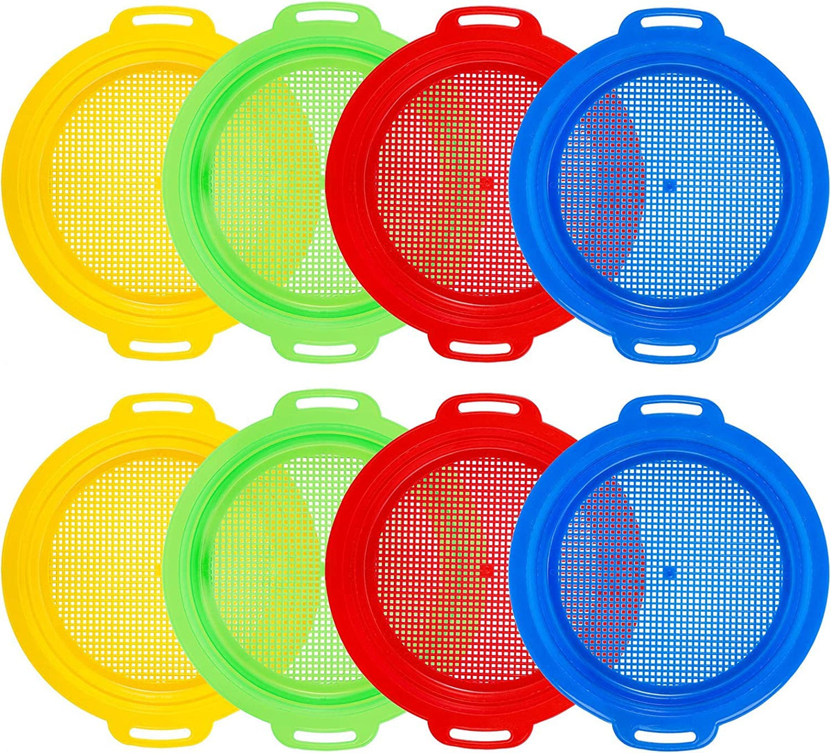 Suwimut 8 Pack Sand Sifter Sieves for Kids – Beach Toys & Treasure Hunting (9.75 x 8.75 in)