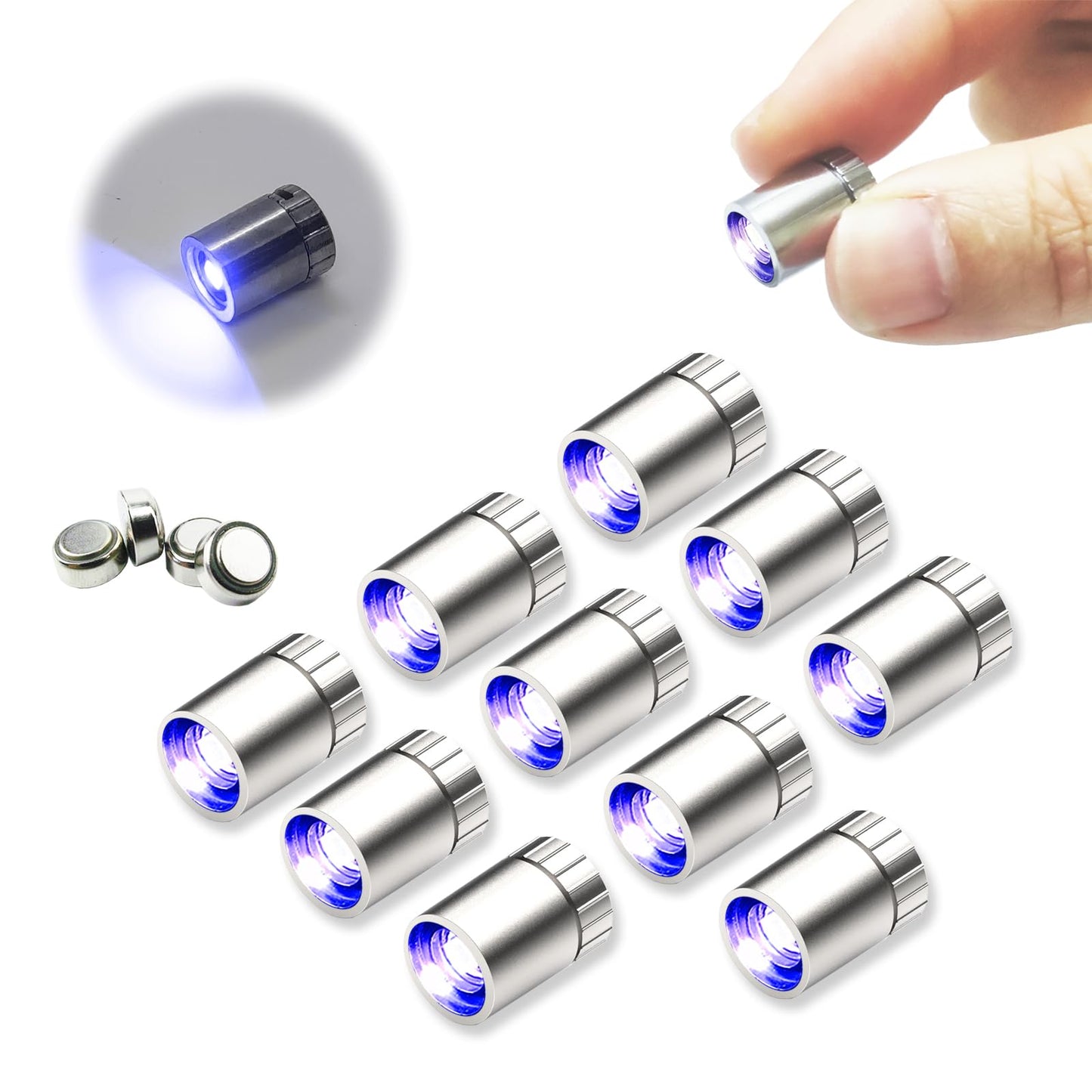 SUZEYAR 10 pcs Miniature LED Lights – Battery-Powered Tiny Lights for Dollhouses, DIY & Toy Bricks (Blue)