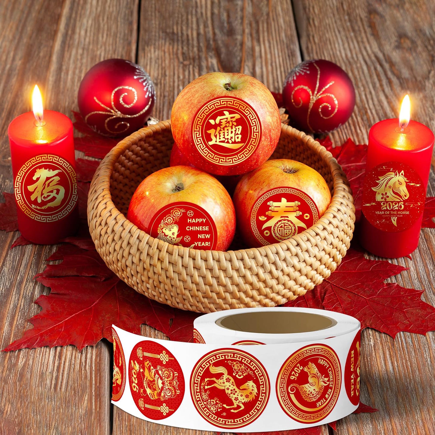 Suzkoqo Chinese New Year Stickers Roll 2026 — 500 Pcs Year of the Horse Labels