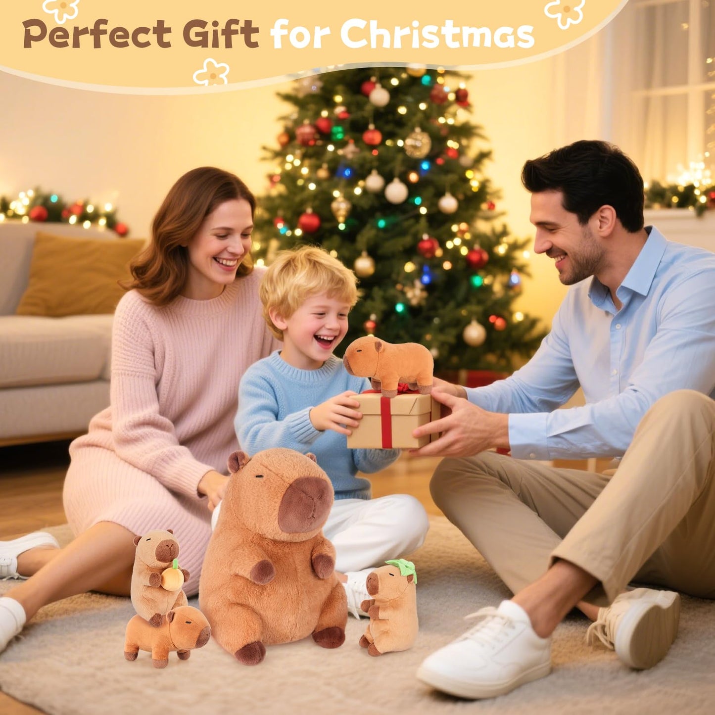 SuzziPals 5-in-1 Capibara Plush Set – Mommy with 4 Babies