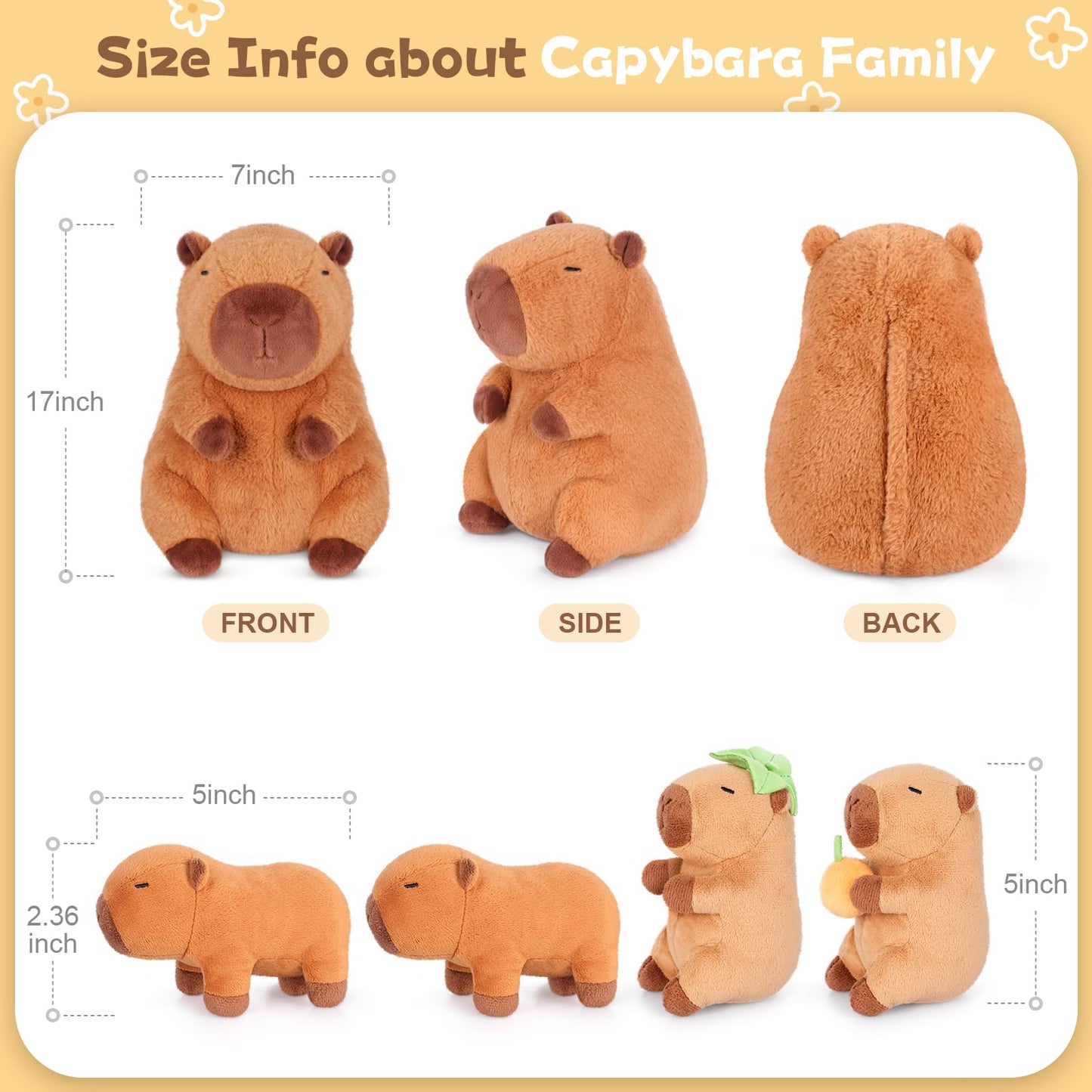 SuzziPals 5-in-1 Capibara Plush Set – Mommy with 4 Babies