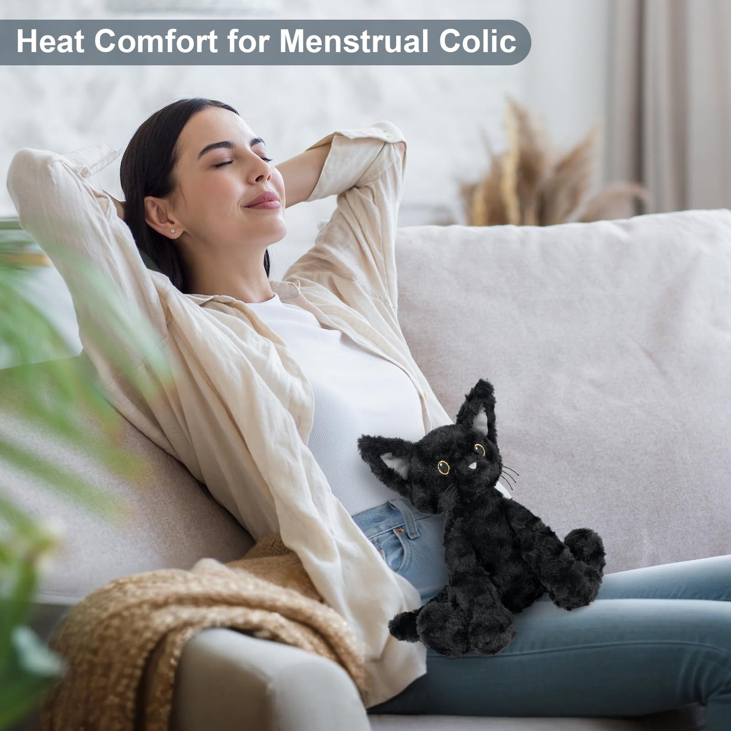 SuzziPals Coolable & Heatable Cat Plush – Microwave Heating Pad with Lavender