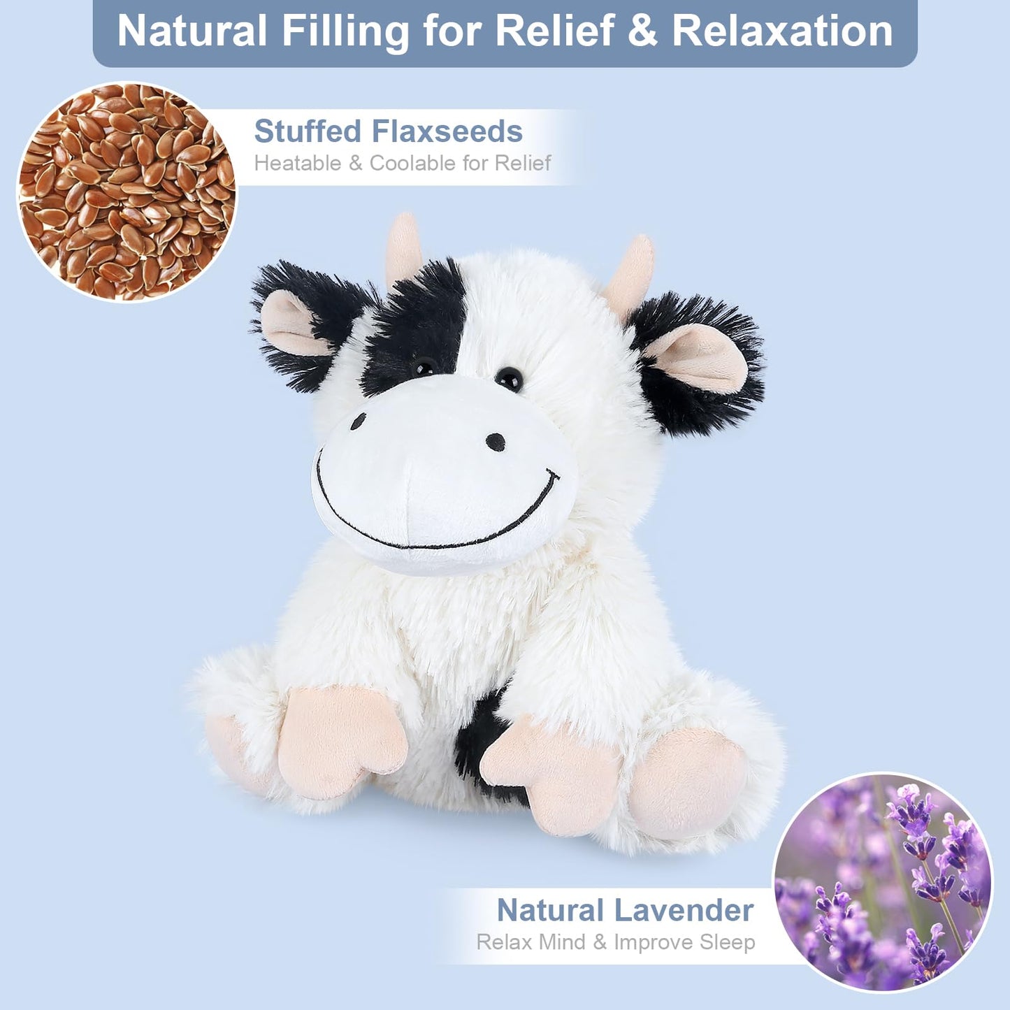 SuzziPals Heatable & Coolable Cow Plush — Lavender Scented Heating Pad for Relaxation