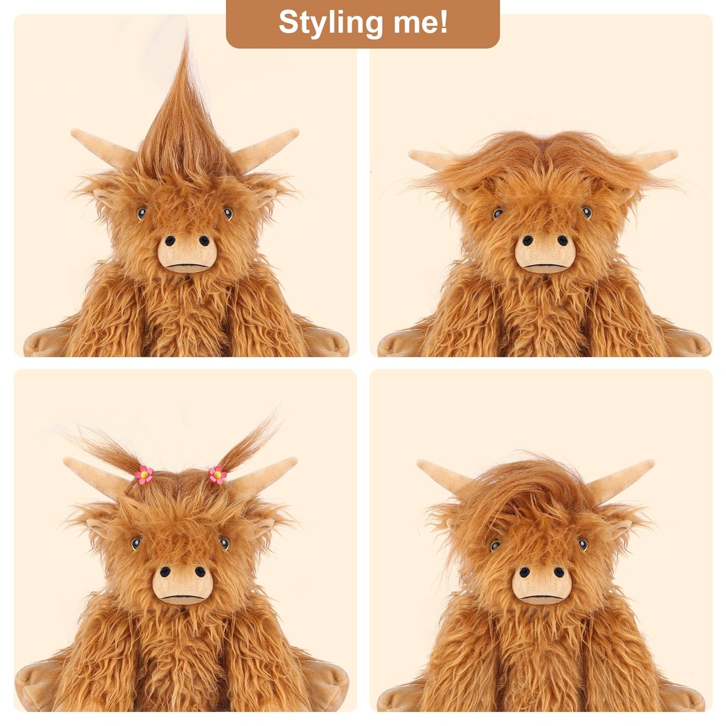 SuzziPals Highland Cow Plush – Heatable & Coolable Microwavable Heating Pad with Lavender