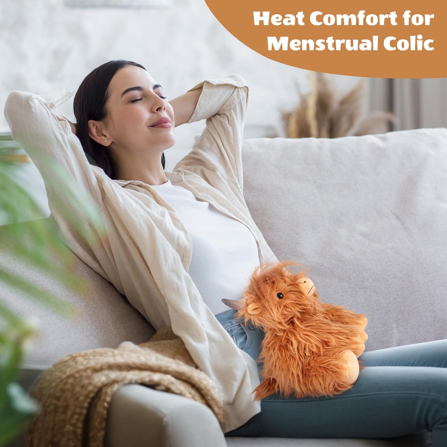 SuzziPals Highland Cow Heatable & Coolable Plush | Heating Pad for Warmth & Comfort