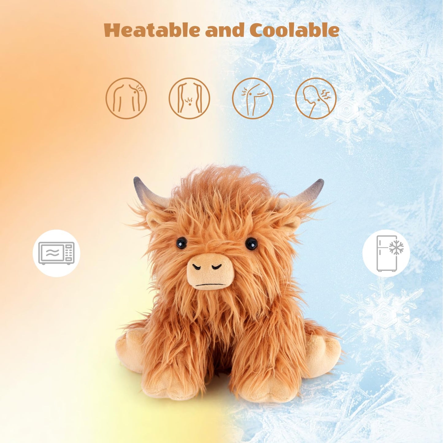 SuzziPals Highland Cow Heatable & Coolable Plush | Heating Pad for Warmth & Comfort