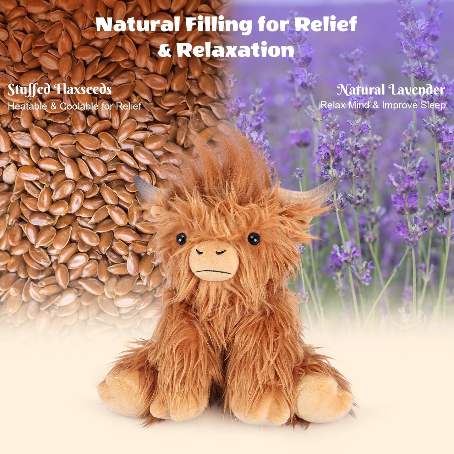 SuzziPals Highland Cow Heatable & Coolable Plush | Heating Pad for Warmth & Comfort