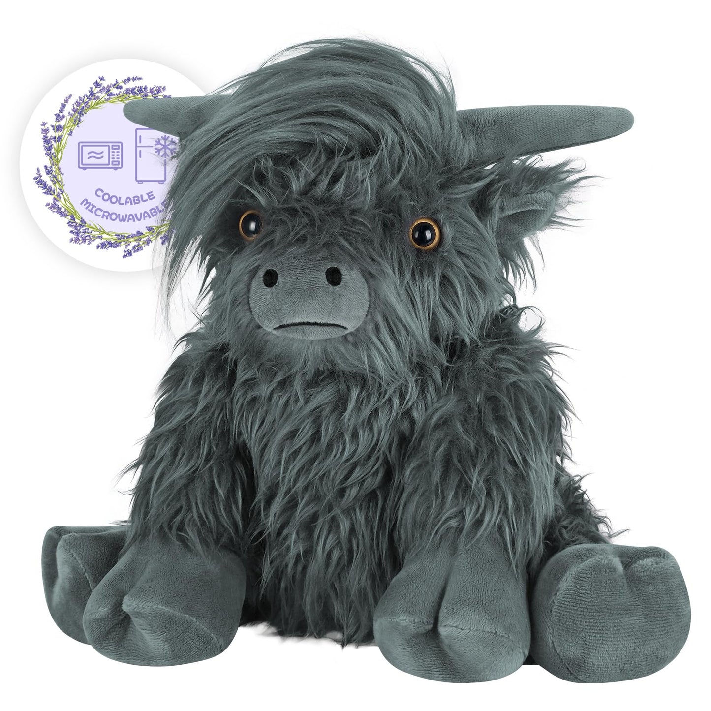 SuzziPals Highland Cow Plush – Heatable & Coolable Microwavable Heating Pad for Relaxation