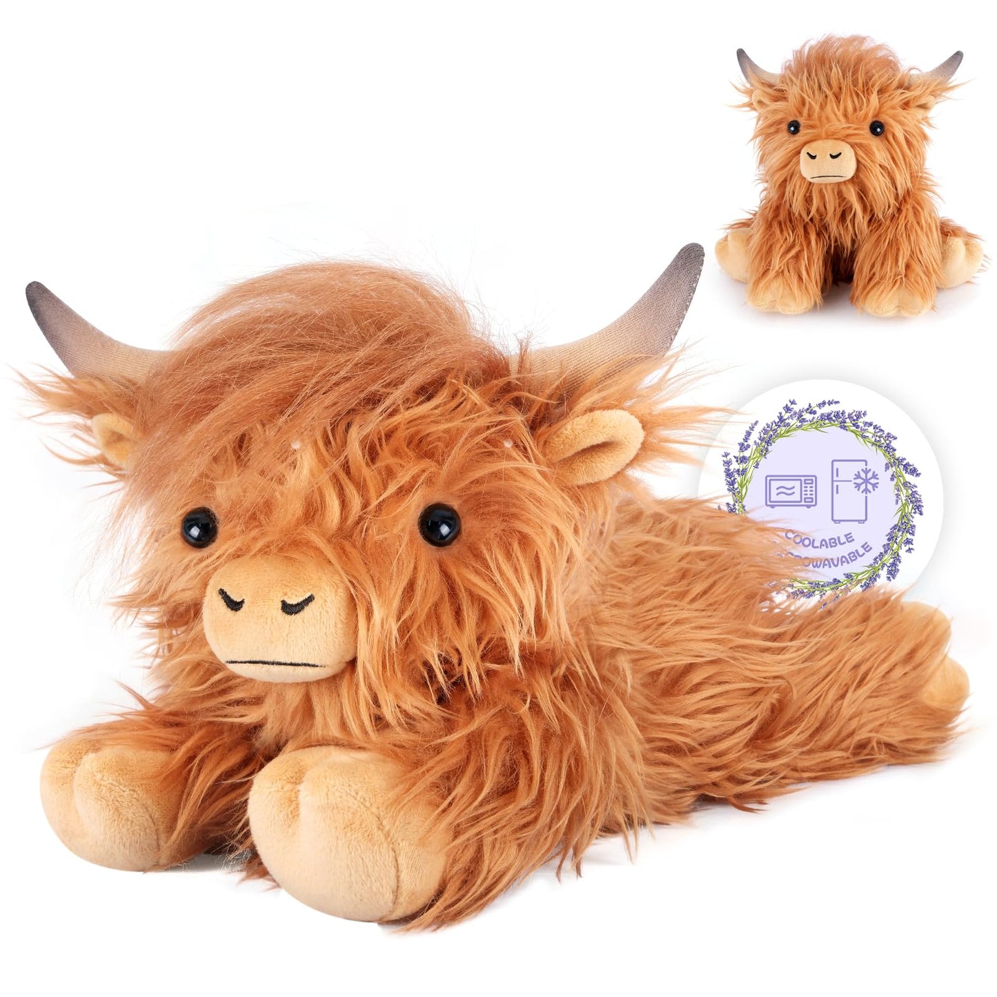 SuzziPals Highland Cow Heatable & Coolable Plush | Heating Pad for Warmth & Comfort