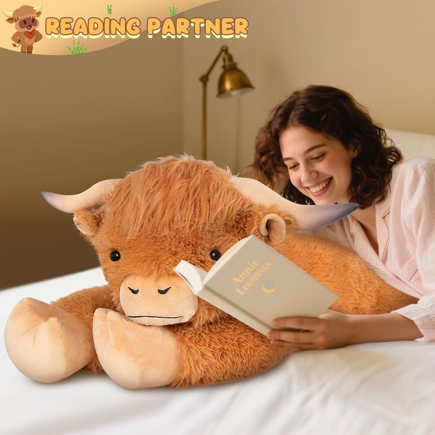 SuzziPals 43-Inch Giant Highland Cow Plush – Large Soft Stuffed Animal for Kids & Adults