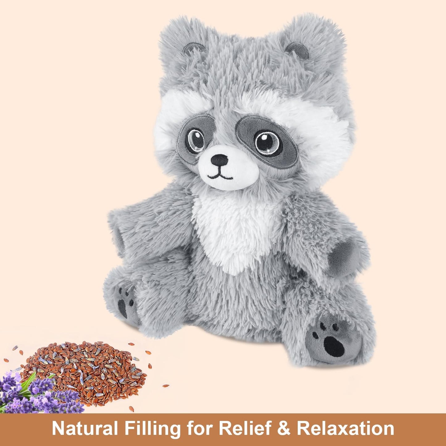 SuzziPals Heatable Raccoon Plush Heating Pad with Lavender Scent