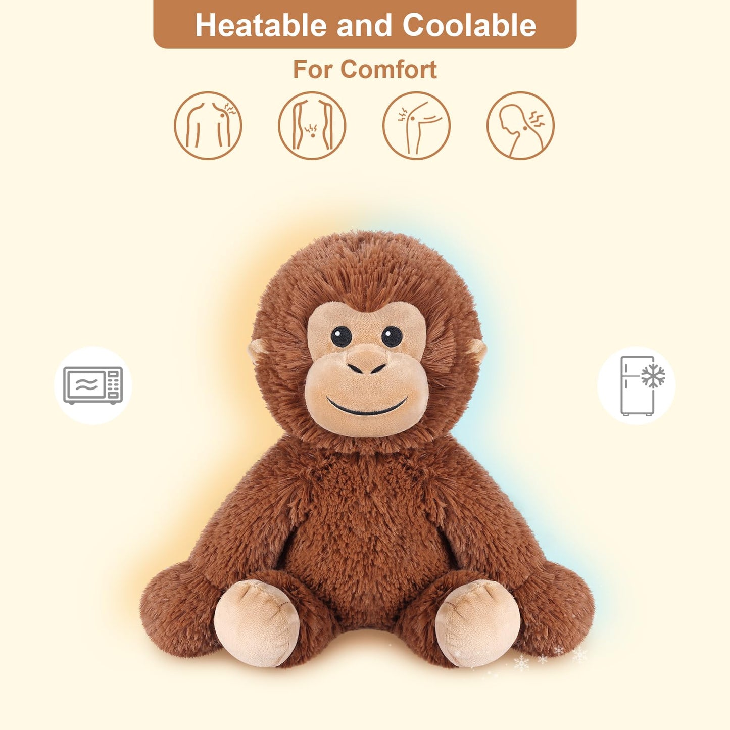 SuzziPals Heatable & Coolable Monkey Plush — Lavender Scented Heating Pad Toy