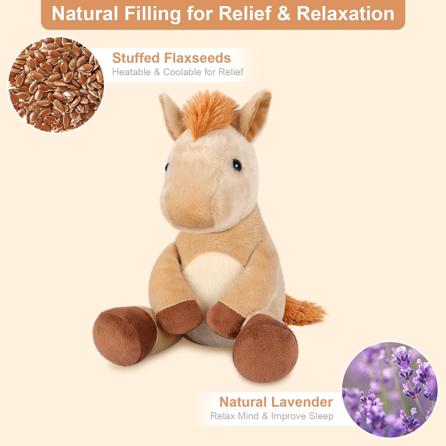 SuzziPals Heatable & Coolable Horses Plush — Microwave Heating Pad & Lavender Comfort Toy