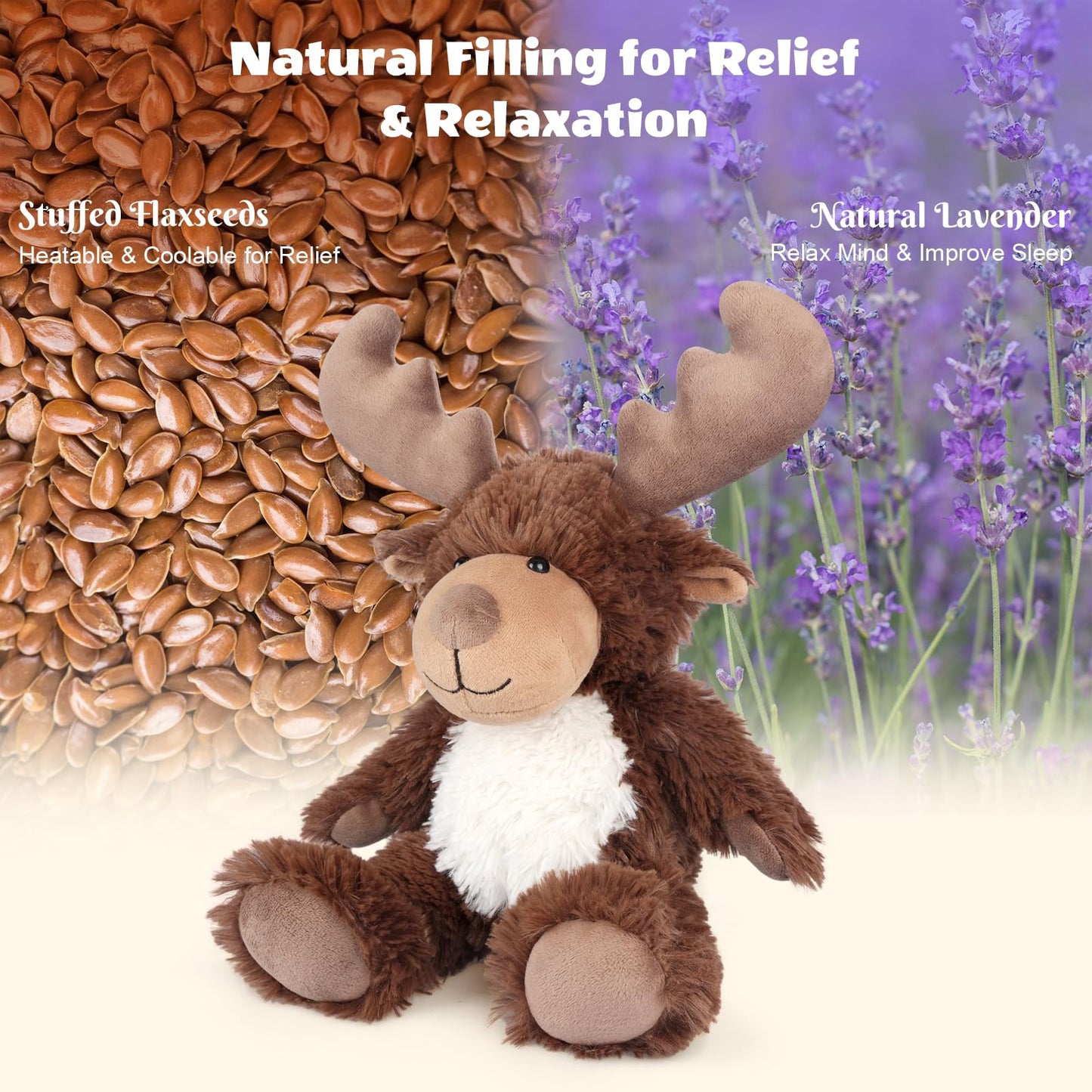 SuzziPals Moose Heating Pad Plush – Microwaveable & Lavender Scent