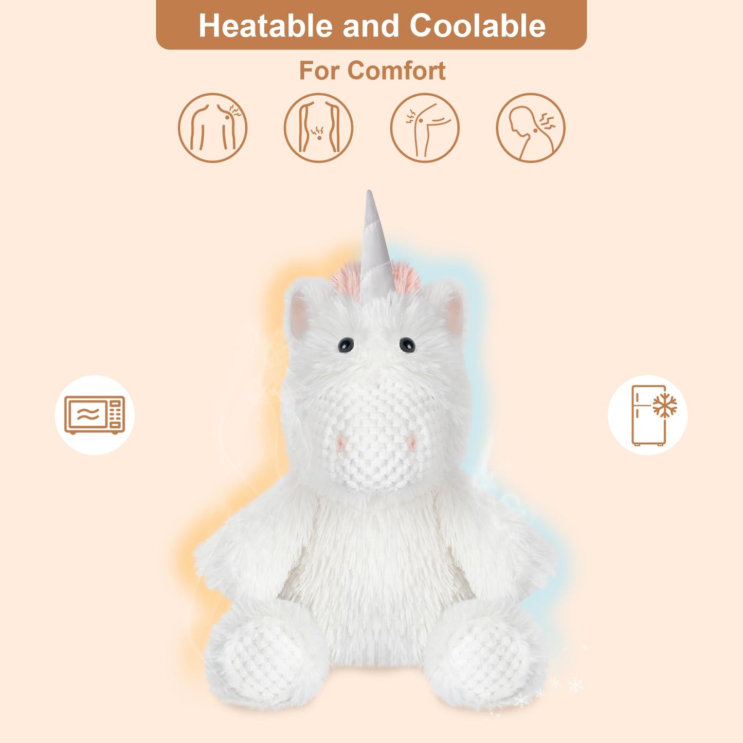 SuzziPals Coolable Warmable Unicorn Plush – Microwavable Heating Pad