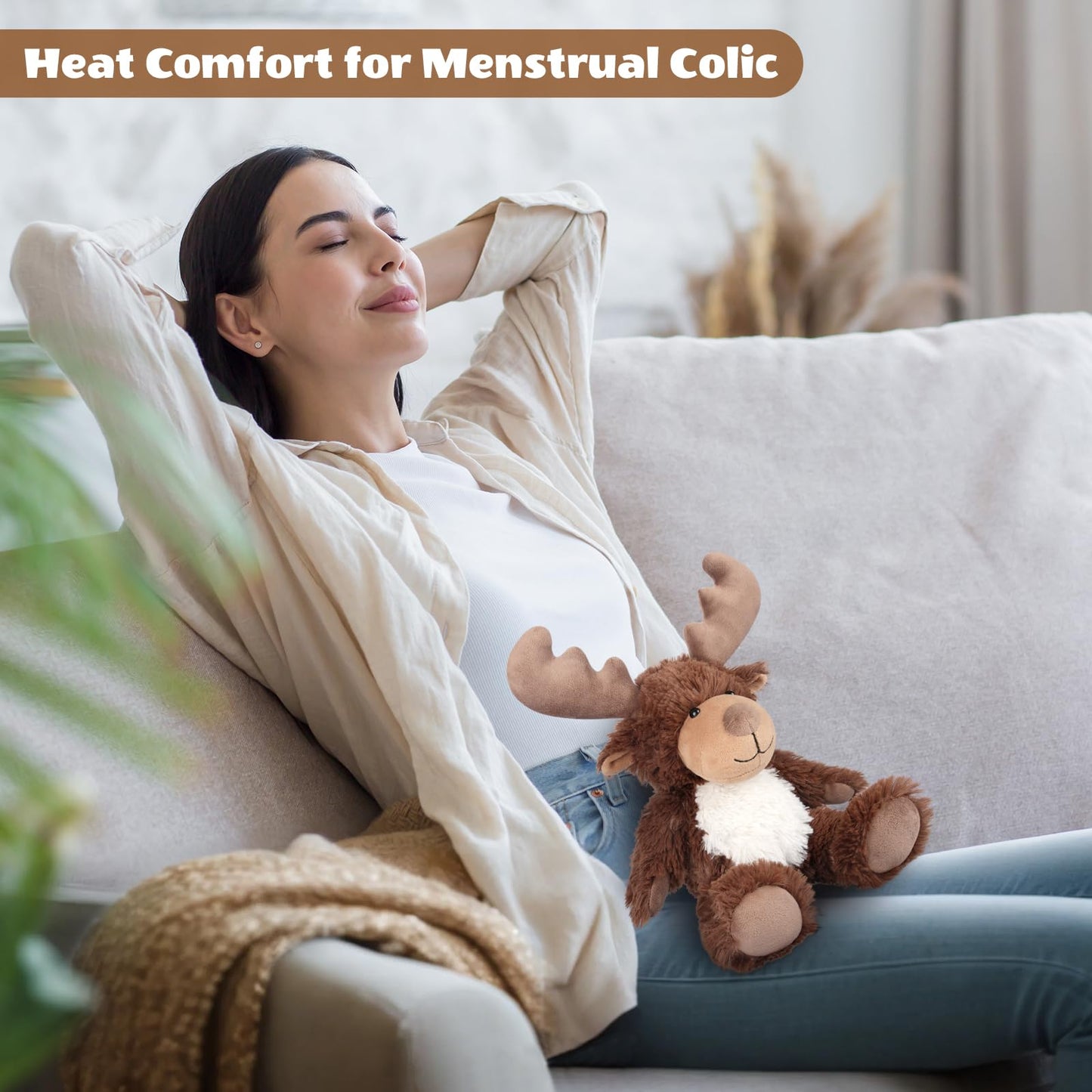 SuzziPals Moose Heating Pad Plush – Microwaveable & Lavender Scent
