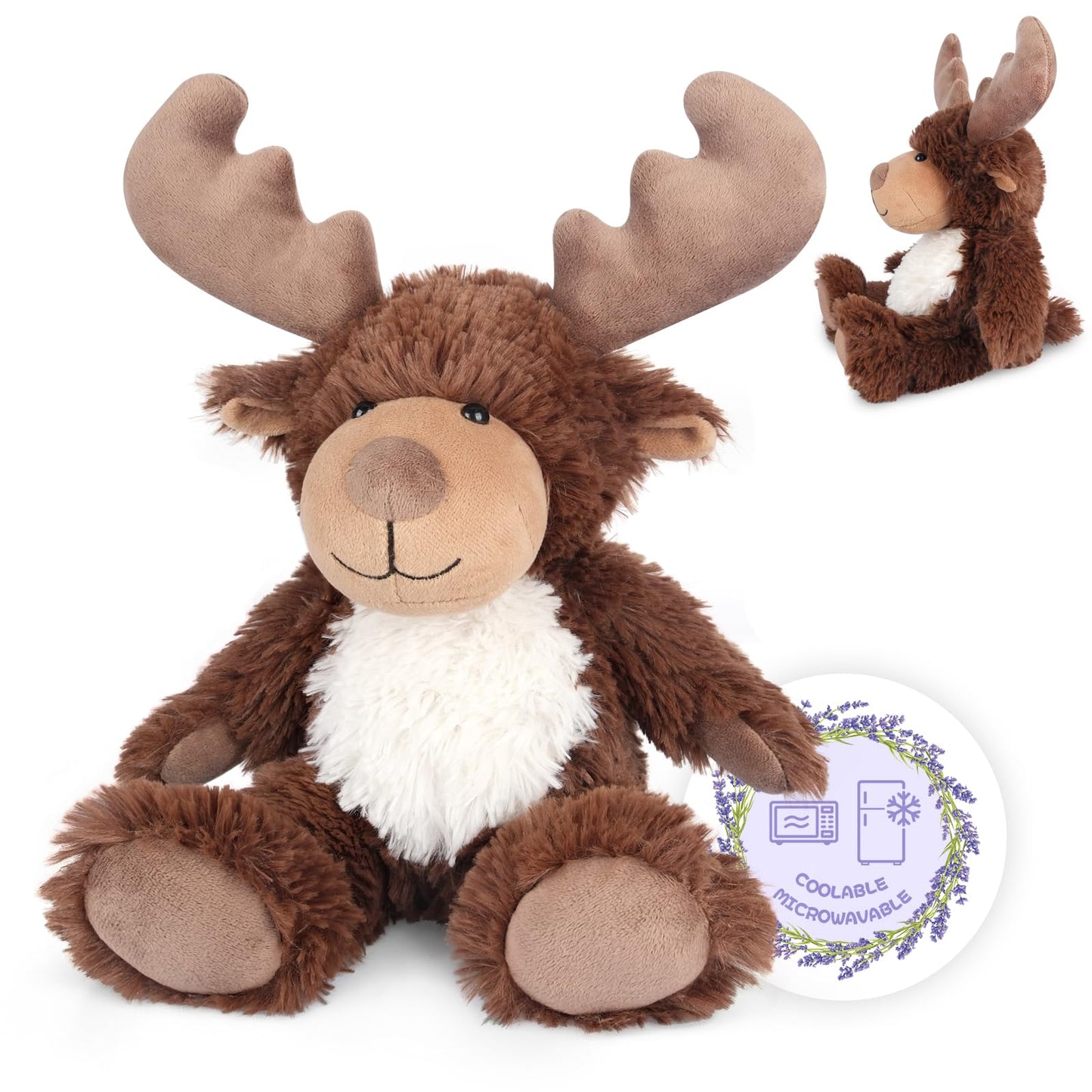 SuzziPals Moose Heating Pad Plush – Microwaveable & Lavender Scent