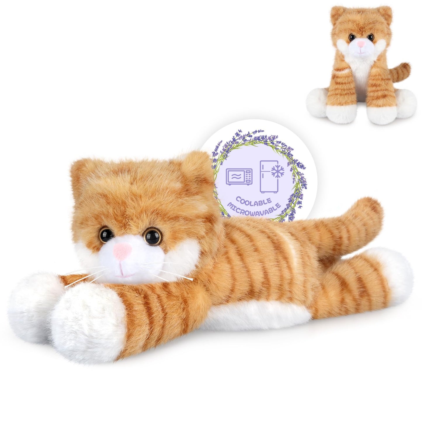 SuzziPals Orange Cat Plush — Heatable & Coolable Heating Pad Toy