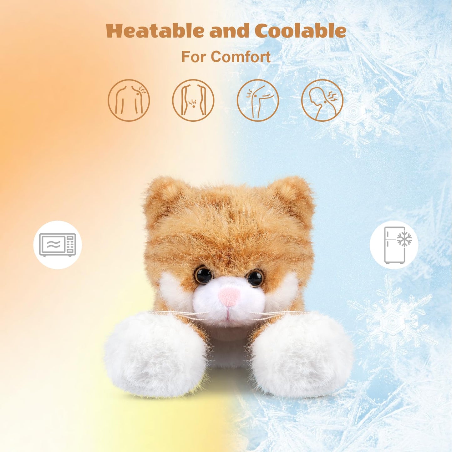 SuzziPals Orange Cat Plush — Heatable & Coolable Heating Pad Toy