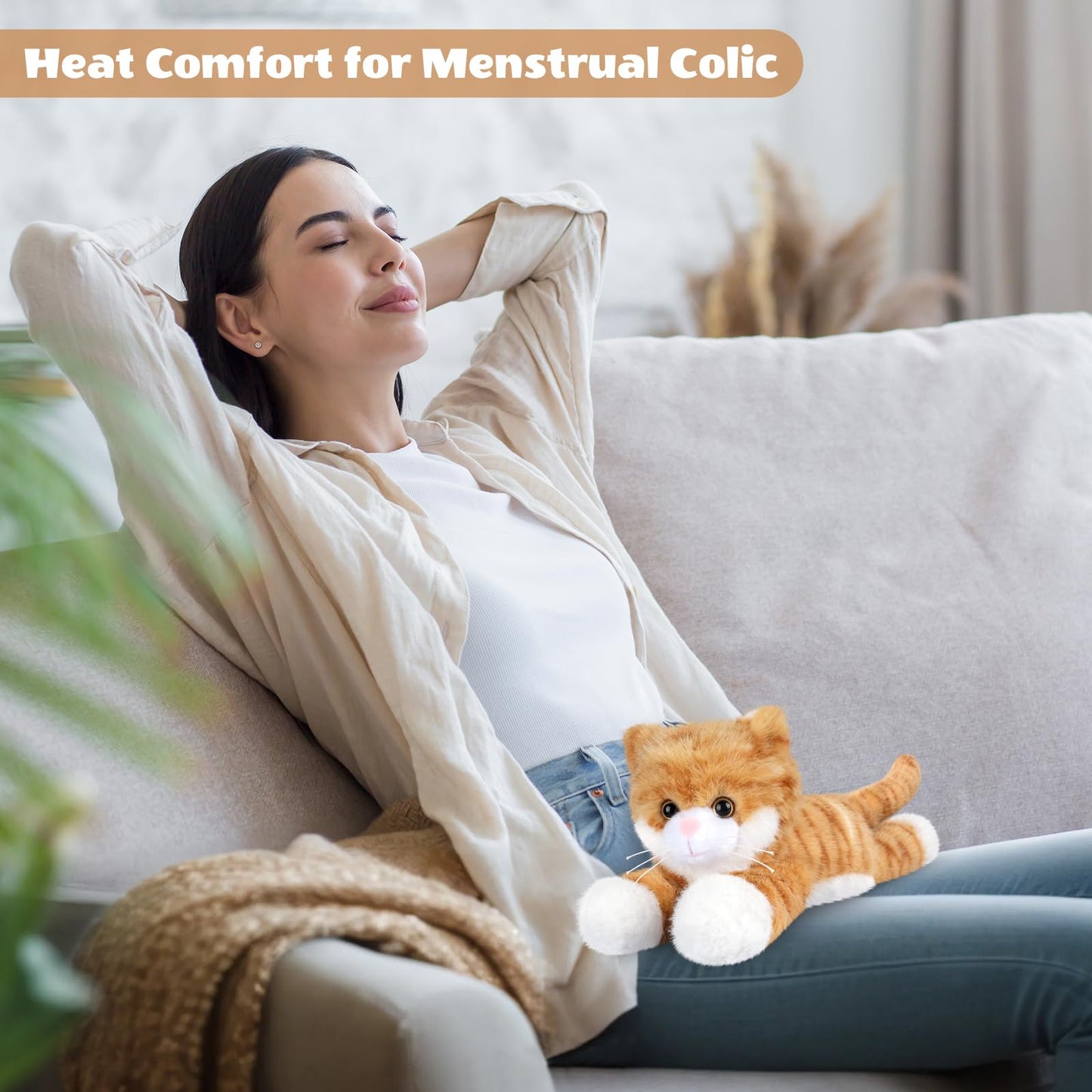 SuzziPals Orange Cat Plush — Heatable & Coolable Heating Pad Toy