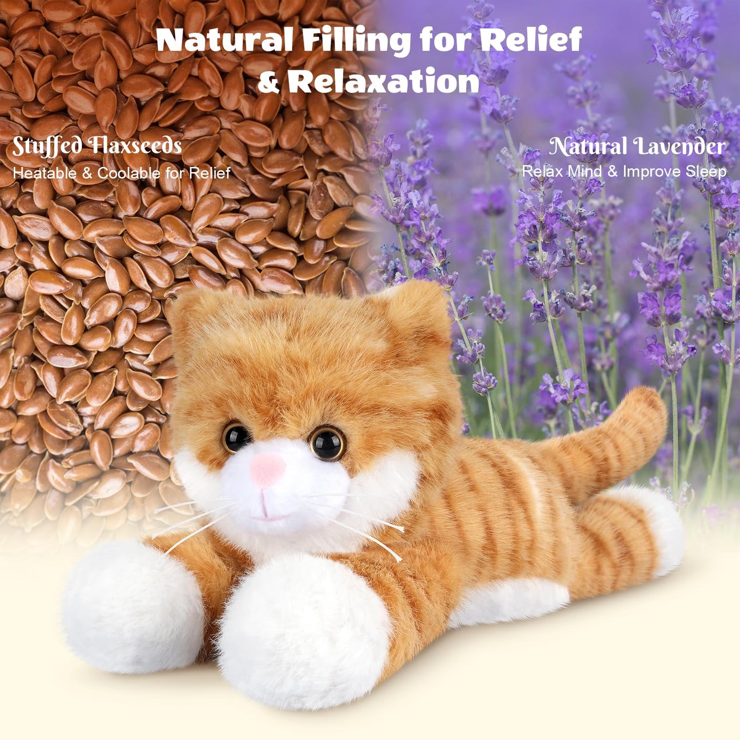 SuzziPals Orange Cat Plush — Heatable & Coolable Heating Pad Toy