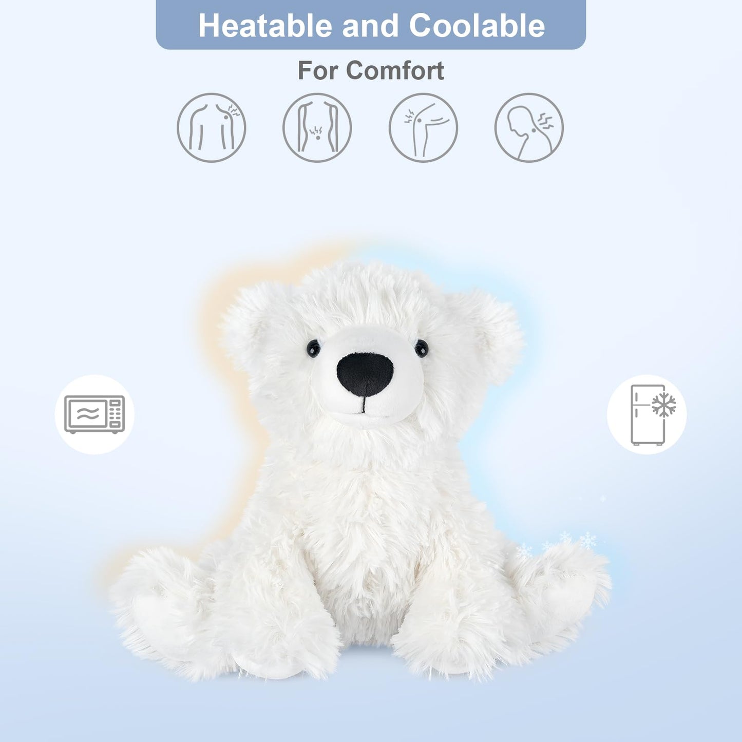 SuzziPals Warming Polar Bear Heating Pad – Microwaveable Lavender Scented Plush Toy for Stress Relief and Cozy Comfort