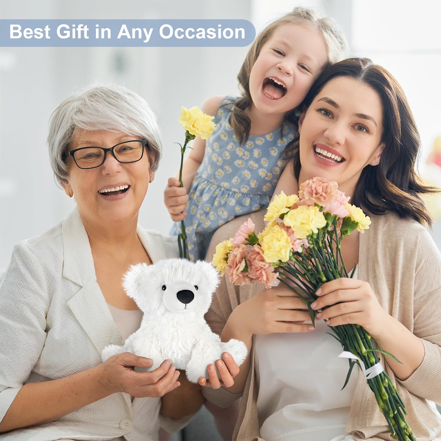SuzziPals Warming Polar Bear Heating Pad – Microwaveable Lavender Scented Plush Toy for Stress Relief and Cozy Comfort