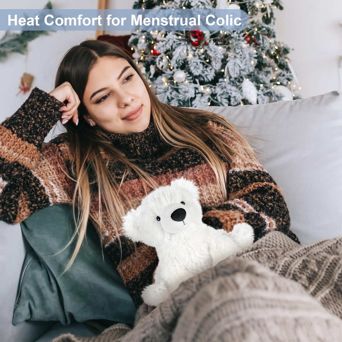 SuzziPals Warming Polar Bear Heating Pad – Microwaveable Lavender Scented Plush Toy for Stress Relief and Cozy Comfort