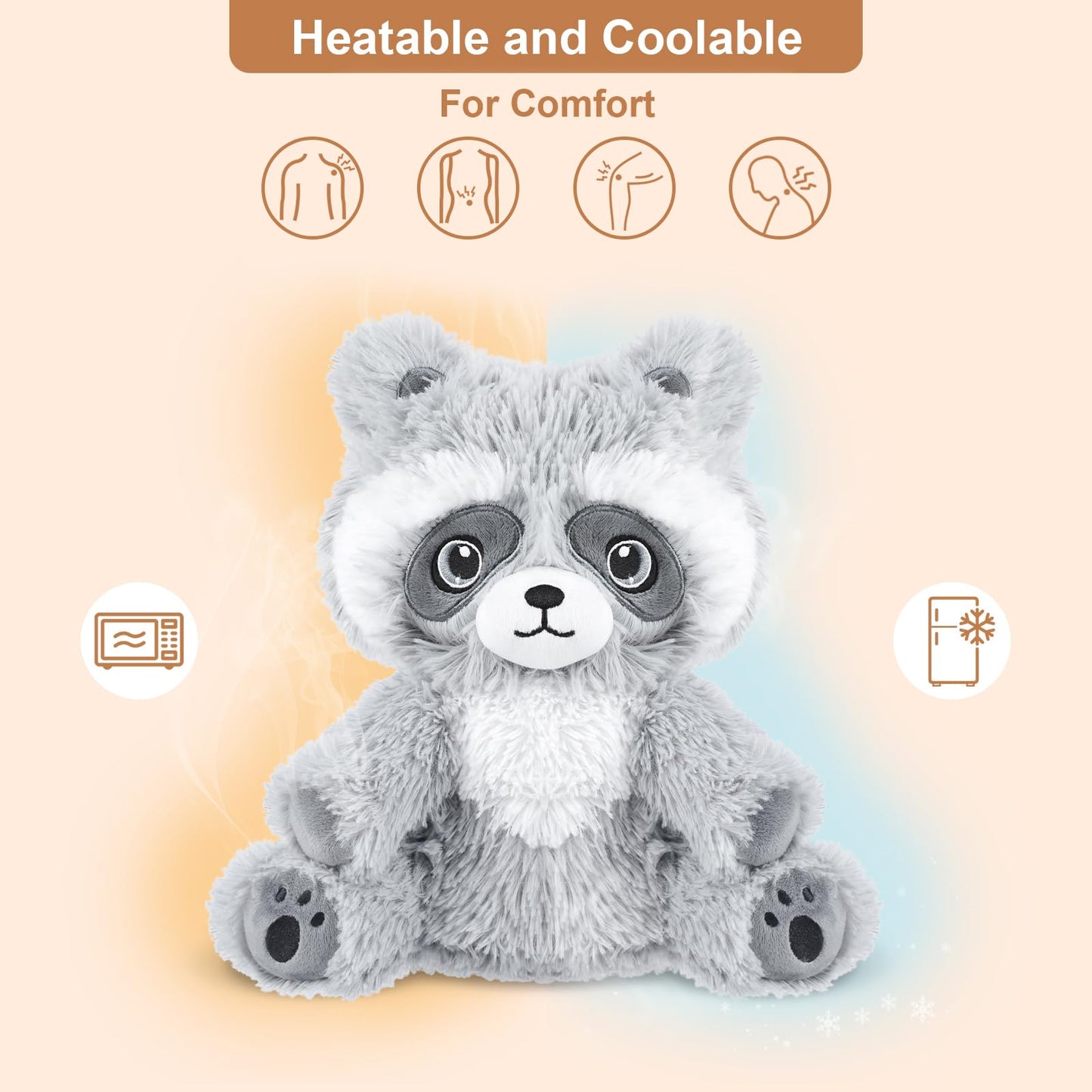 SuzziPals Heatable Raccoon Plush Heating Pad with Lavender Scent