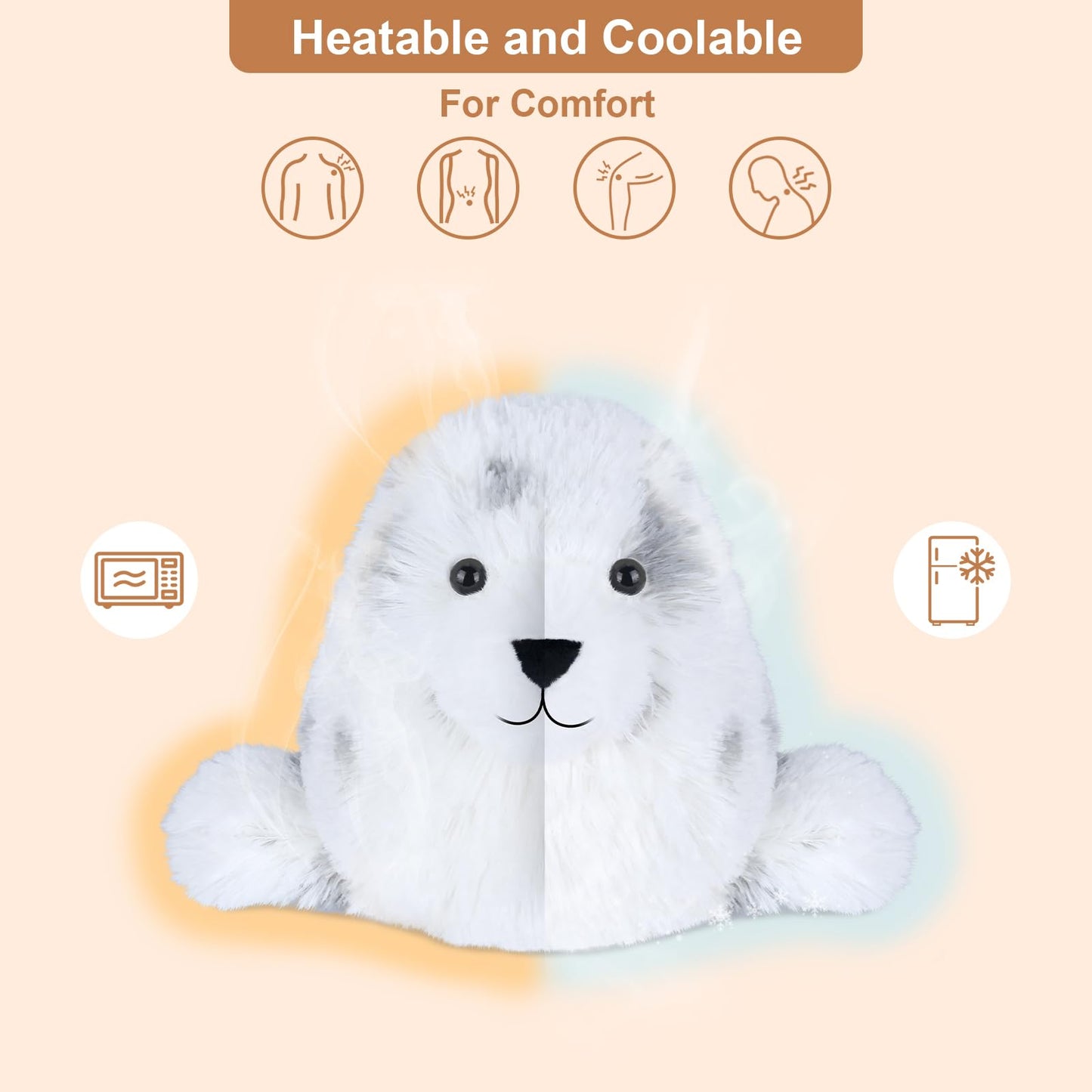 SuzziPals Heatable and Coolable Seal Plush – Lavender Scented Heating Pad for Relaxation