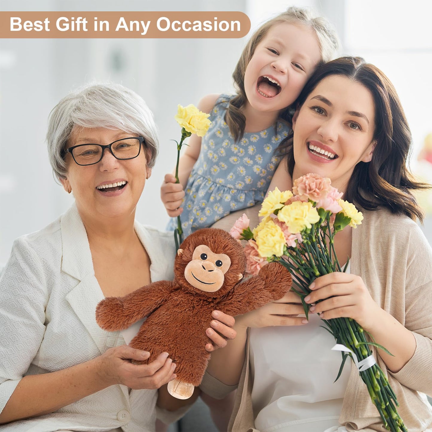 SuzziPals Heatable & Coolable Monkey Plush — Lavender Scented Heating Pad Toy