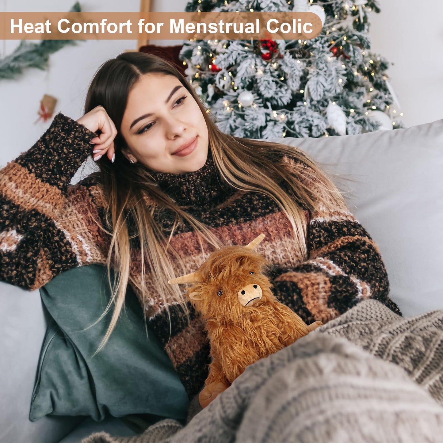 SuzziPals Highland Cow Plush – Heatable & Coolable Microwavable Heating Pad with Lavender