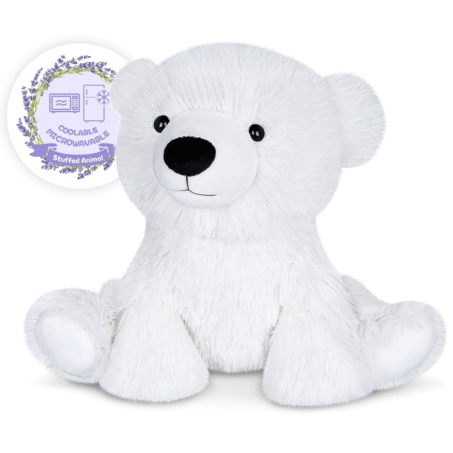 SuzziPals Warming Polar Bear Heating Pad – Microwaveable Lavender Scented Plush Toy for Stress Relief and Cozy Comfort