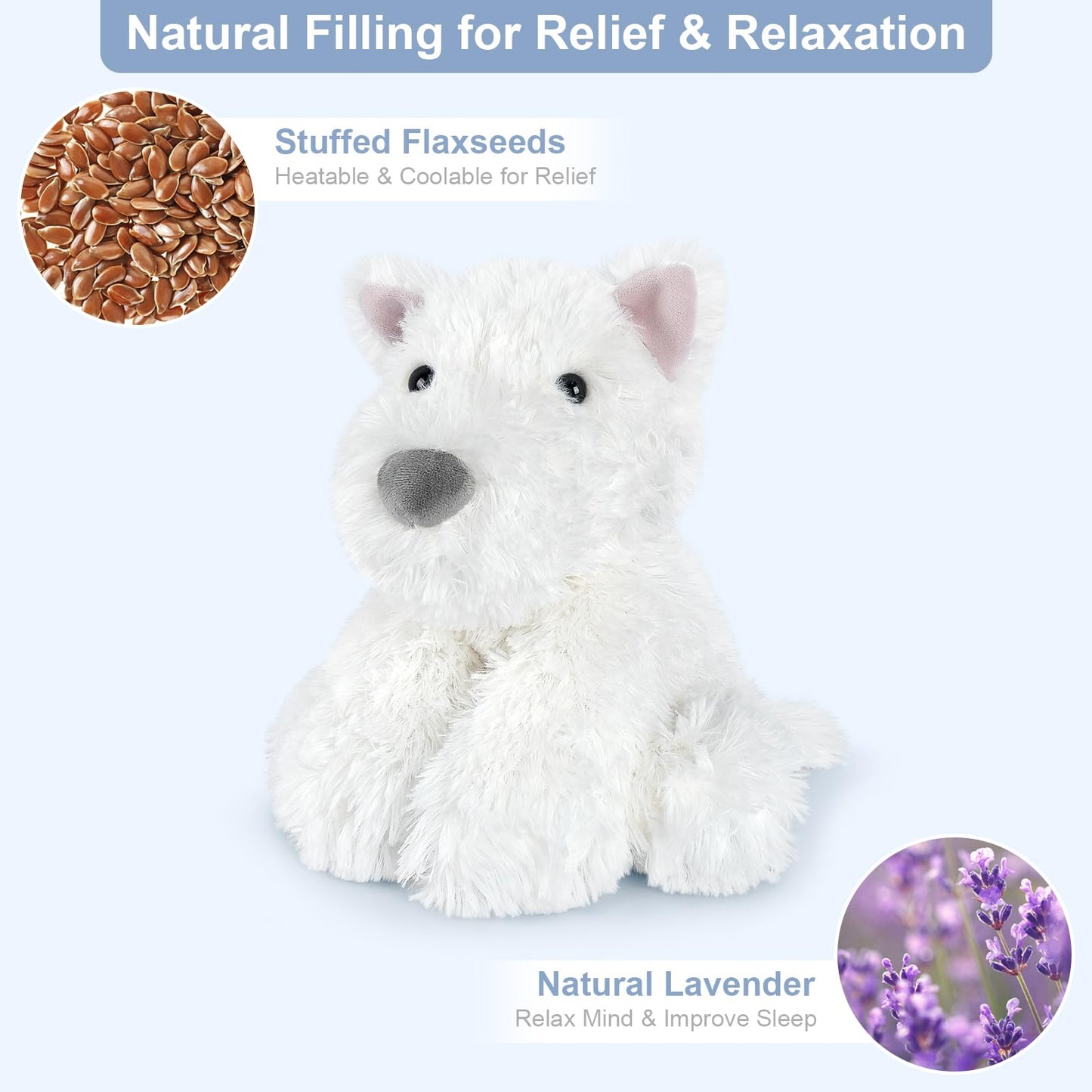 SuzziPals Westie Plush – Heatable & Coolable Microwave Heating Pad with Lavender Scent
